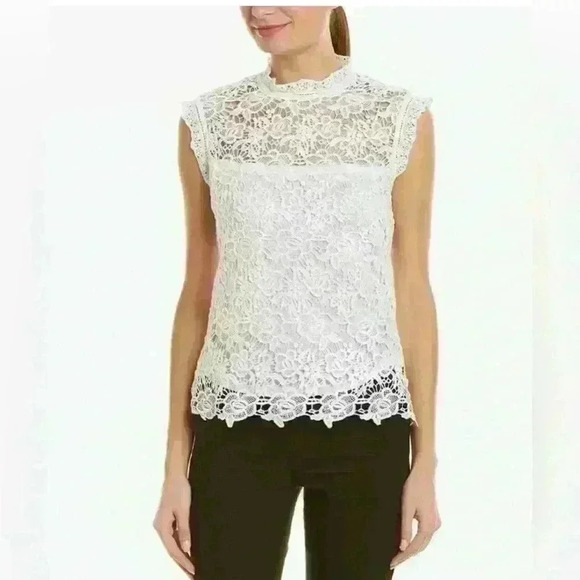 Nanette Lepore Mock Neck Lace Top in Violet/blue Size XL - Picture 1 of 9